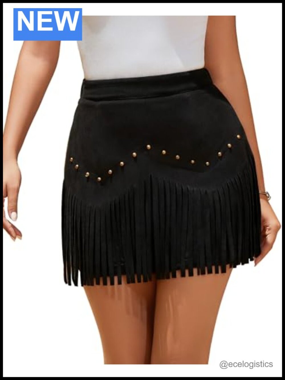 Faux Suede Fringe Mini Skirt Western Cowgirl High Waist